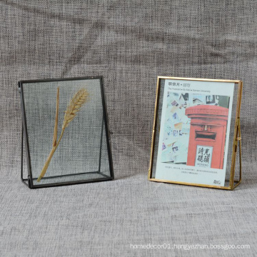 Simple Antique Gold Rectangle Glass Photo Frame